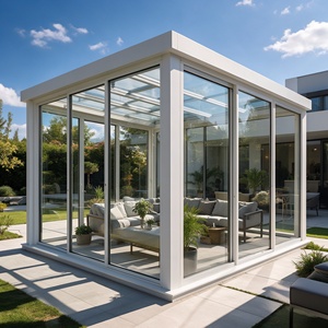 <span class=keywords><strong>Solarium</strong></span> à cadre en aluminium blanc avec portes coulissantes Easy Glide pour cabane en bois de montagne - Product Image 2