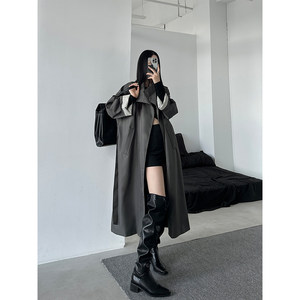 Nuovo <span class=keywords><strong>Trench</strong></span> Lungo Autunnale 2026 per <span class=keywords><strong>Donna</strong></span>, Modello Ampio con Collo Alto, Chiusura a Zip e Cappuccio Staccabile - Product Image 2