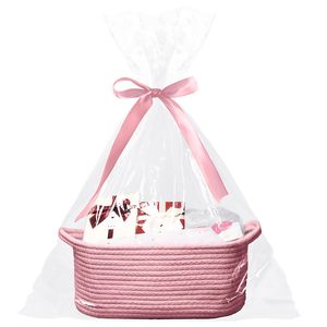 Grand panier de <span class=keywords><strong>rangement</strong></span> rectangulaire en corde de coton tissé pliable poignée colorée pépinière bébé tissu jouet stockage durable en gros - Product Image 1
