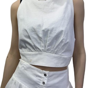 Ensemble blanc tendance en mélange lin-coton pour femme 2025 - Product Image 2