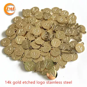 Petit logo gravé personnalisé ovales en acier inoxydable, pour bracelet et collier, en métal, de Grade A, 18k, 50 pièces