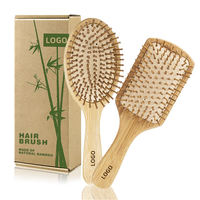 Brosse à cheveux démêlante en bois de bambou avec logo personnalisé, fabricant de brosses à coussin d'air en bambou pour femmes