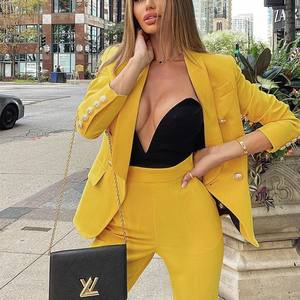 King Mcgreen Star automne à manches longues Blazer pantalon bureau dame deux pièces ensemble costume d'affaires ensemble boutons doux confortable tenues - Product Image 2