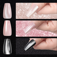 Offre Spéciale : Boîte de 150 faux ongles en ABS, forme ballerine, effet œil de chat, French manucure, sans couture, 15 tailles, amovibles