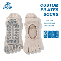 Chaussettes de Pilates à cinq doigts pour femmes, antidérapantes, tricotées, à dos ouvert, respirantes, en coton écologique, pour yoga, fitness, barre, danse et exercices du bas du corps