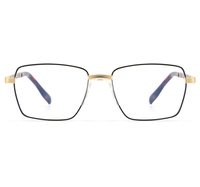 Gafas Ópticas de Metal Rectangulares con Montura Completa Dorada para Hombre, con Soporte Nasal de Montura, Diseño Cómodo para Uso Diario y Lectura