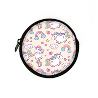 Porte-monnaie rond miniature kawaii personnalisé en gros, porte-monnaie en néoprène avec fermeture éclair