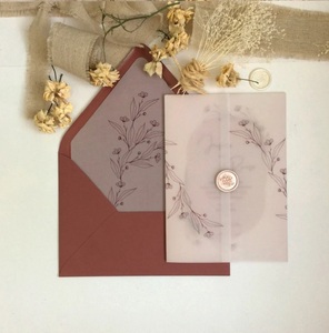 Papel de Vitela Translúcido Blanco para Invitaciones de Boda, Diseño Floral Minimalista - Product Image 4