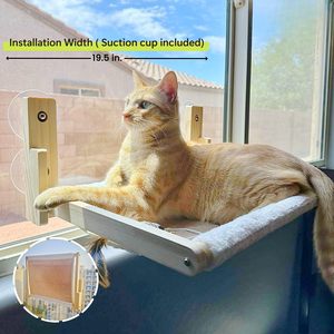 Hamac pour chat en bois naturel JQ, hamac pour chat à fenêtre, pliable, perchoir pour chat à fenêtre pour les petites fenêtres - Product Image 4