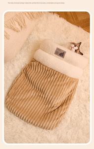 Herbst-Winter Warmes Katzennest Schlafsack mit Lochdesign Dickes Weiches Baumwoll-Samt-Kaschmir-Material Kleines Sicherheitsbett für Haustiere - Product Image 2