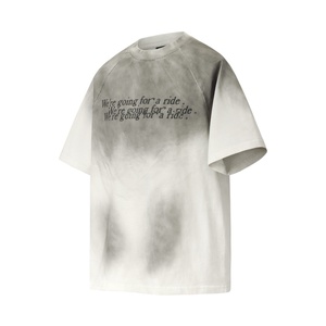 Summer New Post-Apocalyptic <b>Style</b> Street Brand Washed Ink-<b>Spray</b> Dirty Dye 100% Cotton Print Short-Sleeve Men's T-Shirt - Product Image 3