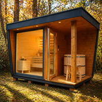 Sauna y Baño de Agua Fría Combinados para Jardín, Sauna Exterior de Madera Natural con Bañera de Hielo Alphas para Uso en Villas y Comercial