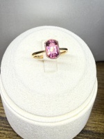 Bague sertie de tourmaline rose naturelle de 1,80 ct |   Bague de fiançailles classique luxueuse en or 18 carats, cadeau d'anniversaire pour femme, bijoux fins