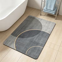 Tapis de sol de salle de bain en diatomite, séchage rapide, absorbant, antidérapant, tapis de bain géométrique, tapis de porte de douche