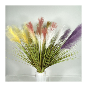 5-ngã ba lông mới với lá 180 lông lụa vải nhân tạo sậy nhân tạo thực vật triển lãm đám cưới trang trí - Product Image 1