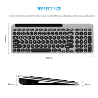 Clavier sans fil Bluetooth silencieux, rechargeable, ultra-plat, taille standard, 99 touches, avec pavé numérique