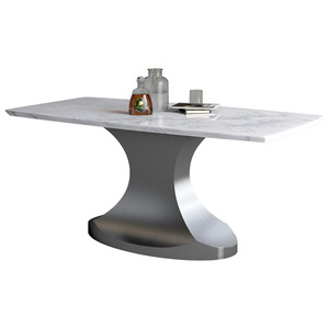 Mode à la mode en acier inoxydable or ou noir nickel base <span class=keywords><strong>table</strong></span> à <span class=keywords><strong>manger</strong></span> en marbre pour meubles de maison de luxe - Product Image 2