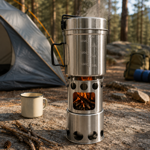 Réchaud à bois compact NBT pour l'extérieur et ensemble de cuisson, réchaud à bois <span class=keywords><strong>portable</strong></span> léger, kit de cuisine de camping - Product Image 3