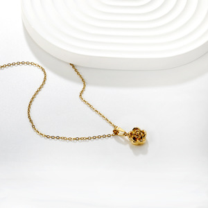 Collier pendentif rose plaqué or 18 carats en acier inoxydable, chaîne claviculaire, bijoux tendance, cadeau pour femme - Product Image 2