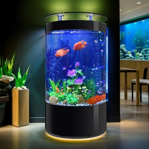 LED 조명과 수중 펌프가 있는 높이가 높은 원형 유리 수족관 300L 친환경 어항 (거실용 하이칭) - Product Image 2