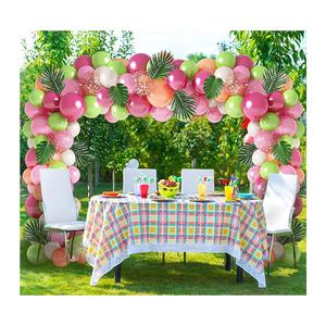 Verde fucsia rosa Champagne oro coriandoli palloncini in lattice e foglie di palma Groovy Aloha decorazioni per feste a tema Hawaii Set - Product Image 5