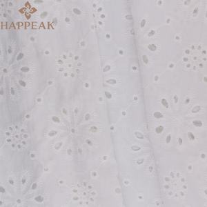Высококачественная 100% хлопчатобумажная кружевная ткань из гипюра прочная мягкая тканая хлопчатобумажная ткань с вышивкой - Product Image 5