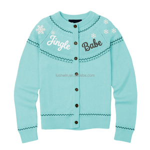 <span class=keywords><strong>Pull</strong></span> en tricot à boutons brodé Jingle Babe rose pour <span class=keywords><strong>femme</strong></span> Lushwin - Product Image 5