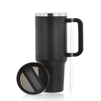 Gobelet isotherme sous vide en acier inoxydable de 40 oz avec paille et poignée, personnalisable avec logo, pour vin, vente en gros