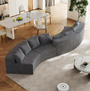 Corduroy Curved Sectional <b>Sofa</b> Set 8 Pillows <b>Convertible</b> <b>Sofa</b> <b>Bed</b> Modular Oval Design for Hotel Bedroom & Living Room - Product Image 5