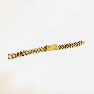 Gelang tenaga kerja lebar tiga manik-manik 12MM, gelang grafis mahkota baja tahan karat modis - Product Image 3