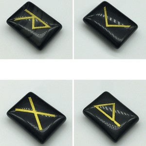 Ensemble de pierres en obsidienne <span class=keywords><strong>Rune</strong></span> noire naturelle feng shui, décoration intérieure - Product Image 5