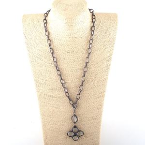 قلادة نسائية عصرية مخصصة بتصميم عرقي، سلسلة كبيرة سوداء معدنية، قلادة كريستال مع قلادة صليب جندي - Product Image 5