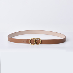 Dames Echt Lederen Riem Met Ronde Lichtmetalen Gesp Mode Klassiek Koeienhuid Damesaccessoire - Product Image 1