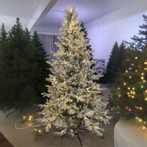 Best Seller Pre-Lit <b>Flocked</b> <b>Snow</b> PE PVC Mix <b>Christmas</b> <b>Tree</b> With Warm White LED Lights - Product Image 1