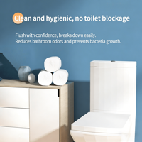 Papier toilette doux écologique Kongshi Modèle 260422 en pâte de bois vierge, jetable, jetable aux toilettes, rouleau standard sans mandrin