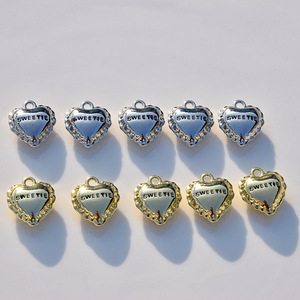 Alloy Heart Pendant <b>Sweetie</b> Engraved Gold Silver Color DIY Jewelry Findings for Earrings Necklace Making 10pcs - Product Image 2