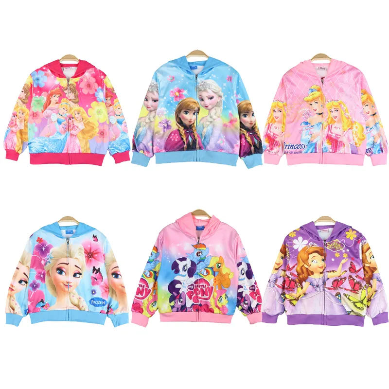 2023 New Spring AutumnAnna Elsa Princess Girls Coat Baby Kids Flower Hooded Outwear Baby Kids Coats Jacket Clothing 2-8y