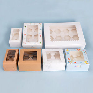 批发定制食品级1 <span class=keywords><strong>2</strong></span> 4 6 12孔标准纸杯蛋糕松饼烘焙容器盒纸杯蛋糕纸盒带窗口 - Product Image 1
