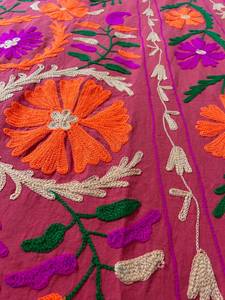 Couverture en coton Suzani brodée, drap de lit, couvre-lit, tapis mural Suzani ouzbek, décoration bohème pour la maison - Product Image 2