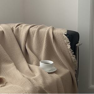 Sofá suave de alta calidad, ropa de cama, viaje, Hotel, oficina, Color sólido, 100% algodón, borlas, manta tejida para regalo - Product Image 5