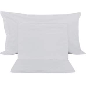 Ensemble de draps en coton blanc, taille italienne, taies d'oreiller incluses - Product Image 1