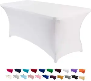 Custom Size Color Rectangle Table Cover Polyester 6Ft Party Stretch Spandex Table Cloth Banquet Wedding Tablecloths