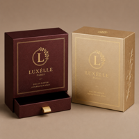 Boîte cadeau de luxe personnalisée pour parfum, avec couvercle intérieur doré, impression UV, emballage en carton rigide, vente en gros