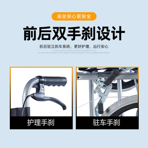 Wanshun Manual Wheelchair 16-Inch Wheels Thick Steel <b>Frame</b> Folding For Elderly And Disabled - Product Image 4