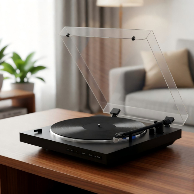 Fully Automatic Record Player, Belt Drive Vinyl Turntable, BT OUT, RCA Phono/LINE OUT with Remote Control