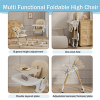 Chaise haute pour bébé 3-en-1 pliable et multifonctionnelle, réglable en hauteur sur 8 niveaux, avec repose-pieds, pour 0-36 mois