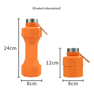 <b>Dumbbell</b> Shaped Silicone Foldable Water Bottle Portable BPA Free Leakproof Space Saving for Fitness Travel Outdoor - Product Image 2