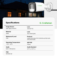 GR-TFW-M5V(AG) Gcraftsman Caméra de Sécurité IP PoE Bullet 5 Mpx Vision Nocturne Couleur IP67 pour Usage Extérieur Promotion Fabricant