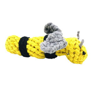 Hoge Kwaliteit Bijenvormige Langdurige Hond Kauw Speelgoed Bijtbestendige Kies Met Katoenen Touw Gebreid Voor Het Reinigen Van Tanden - Product Image 1