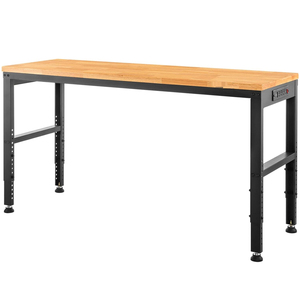 Banc de travail mobile grand format en promotion avec plateau en bois et prise intégrée, idéal pour garage, hauteur réglable, pour mécaniciens - Product Image 1